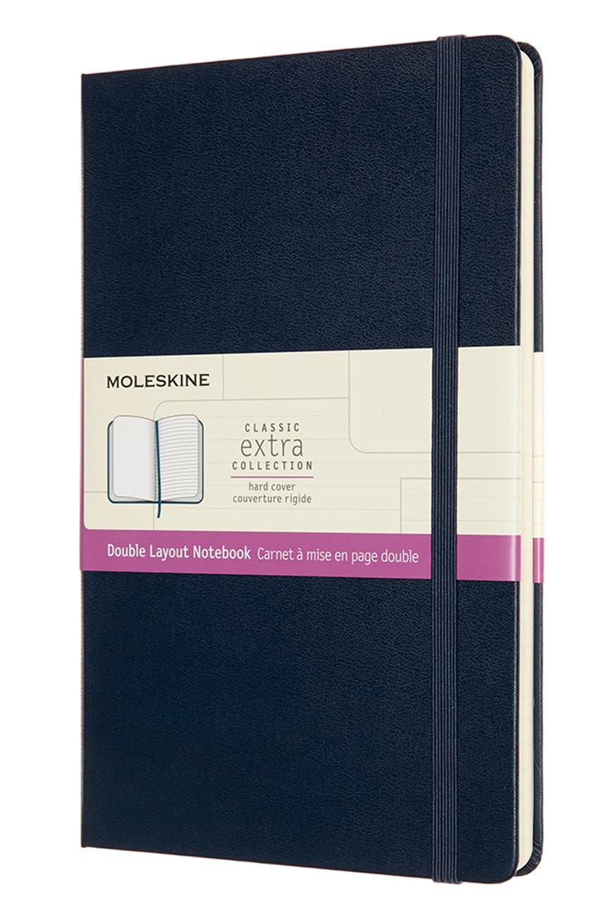 Блокнот Moleskine CLASSIC DOUBLE Large 130х210мм 240стр. линейка/нелинованный твердая обложка синий