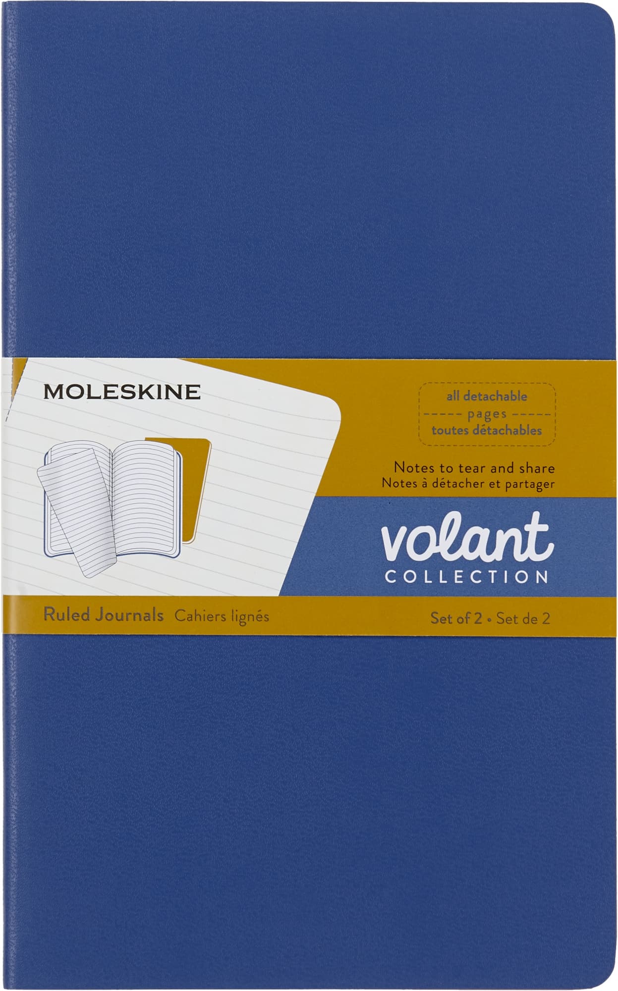 Блокнот Moleskine VOLANT Large 130х210мм 96стр. линейка мягкая обложка синий/желтый янтарный (2шт)
